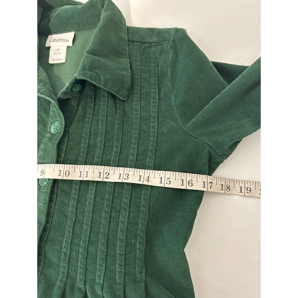 Vermont Country Store Green Corduroy Pintuck Button Front Midi Dress XS - Picture 5 of 7